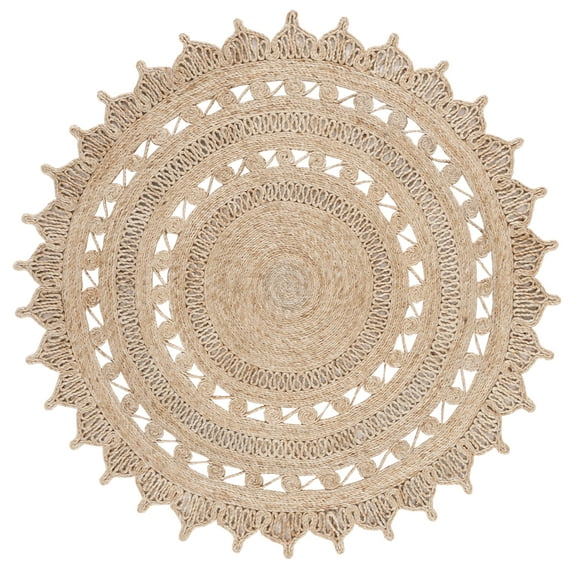 SAFAVIEH Natural Fiber Goran Geometric Area Rug, Natural, 5' x 5' Round