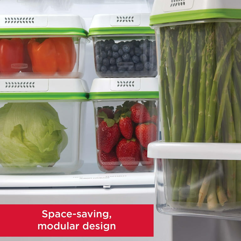 Rubbermaid FreshWorks Saver, Medium and Large Produce Storage Containers,  4-Piece Set, Clear