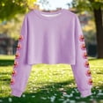 thumbnail image 5 of Camisetas de Manga Larga de las Mujeres Moda Impresa Suelta Casual Cuello Redondo Suéter Deportivo Top Se Ajusta Fiel Al Tamaño, 5 of 5