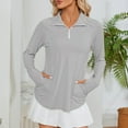 thumbnail image 3 of Long Sleeve Workout Tops for Women, Comdrip Womens Long Sleeve Shirts 50+ Sun 1/4 Zip Summer Hiking Shirt Quarter Zip Pullover Athletic Tops for Women Light Ashy S, 3 of 9