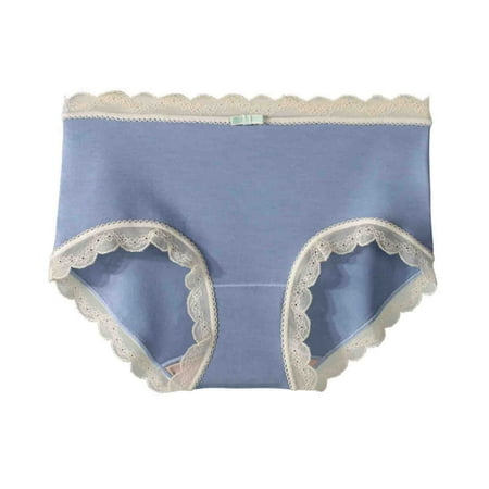 Virmaxy Womens Boyshorts Underwear Panties Silk File 5a Antibacterial Panties Advanced Breathable Super Elastic Silky Soft Lace Edge Modal Panties Blue-B L