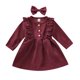 thumbnail image 1 of Vestido Para Niñas, Ropa Para Niñas Pequeñas, Vestido Con Volantes Sólidos Para Niños Pequeños, Vestido De Princesa, Conjuntos De Diadema, Borgoña Odeerbi LM103-1017, 1 of 9