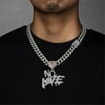 thumbnail image 2 of Hip Hop Cuban Chains Large Letters NO LOVE Pendant Necklace With 13mm Miami Cuban Chain Iced Out Bling HipHop Necklaces Fashion Jewelry, 2 of 8