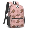 thumbnail image 2 of Football and Rugby Pink Pattern 17" Waterproof Oxford School Backpacks for Teens, S-Shape Padded Straps, for School, Travel, Hiking, Camping, 2 of 5