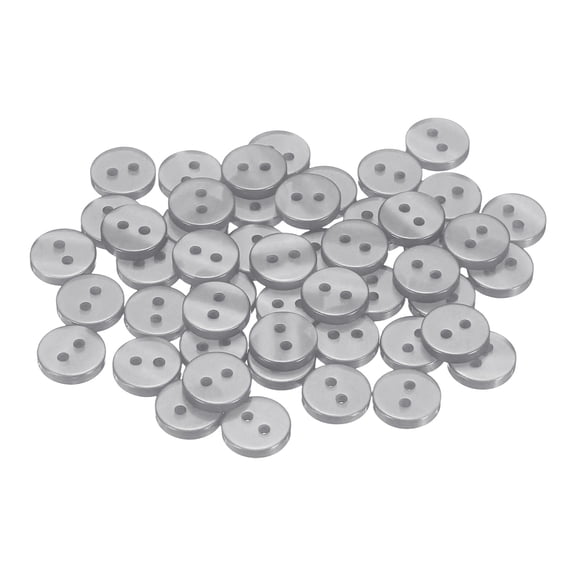 Uxcell 50pcs 16L Sewing Buttons 3/8"(10mm) Resin Round Flat 2-Hole Craft Clothing Replacement Button for Coats Sewing Clothing and DIY, Grey