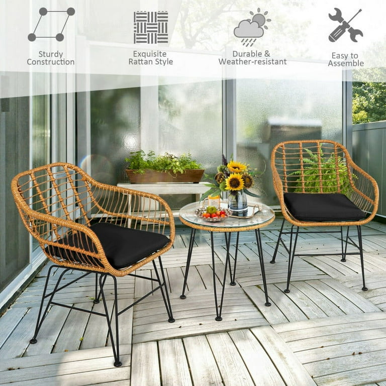 Resenkos Pieces Rattan Furniture Set, Small Patio Conversation