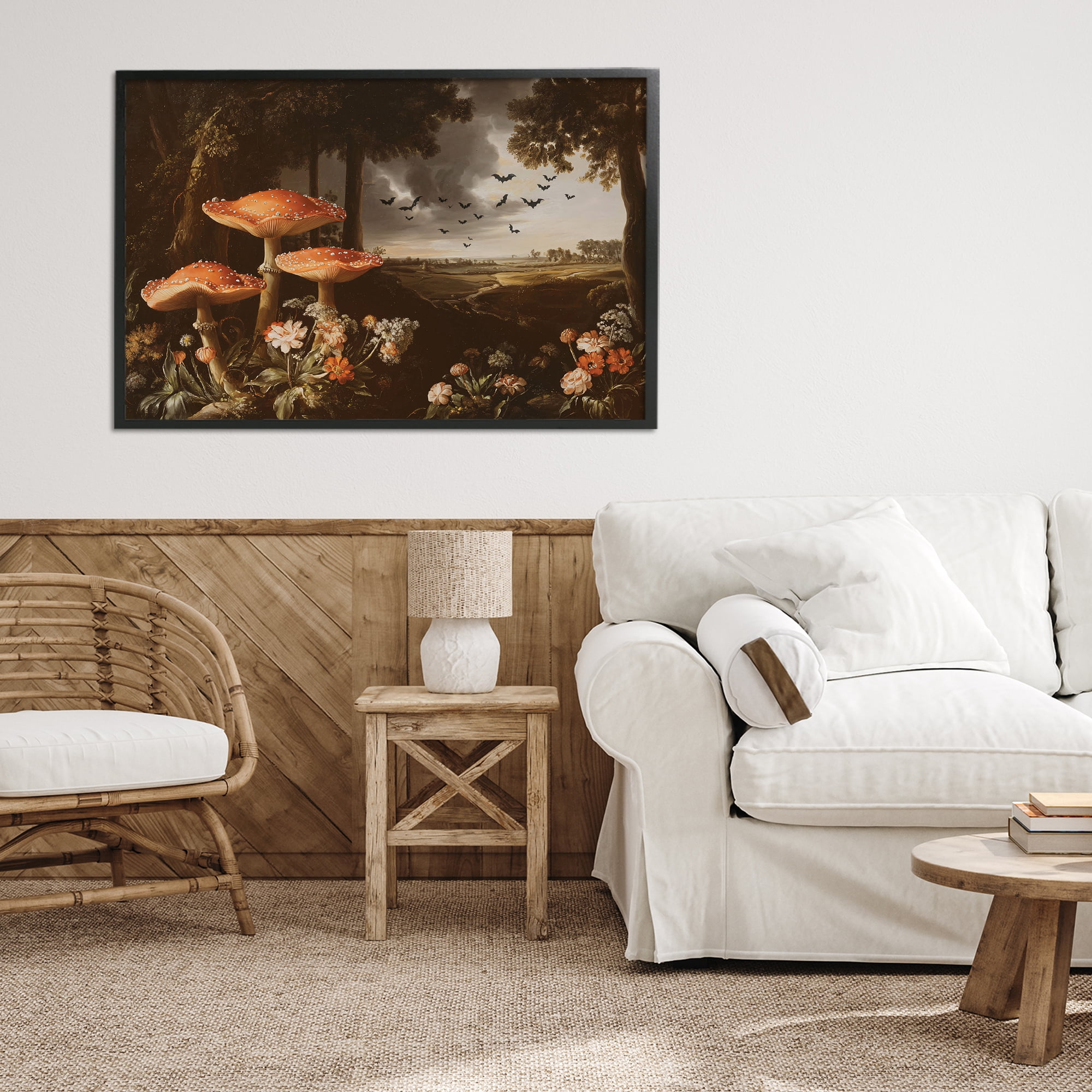 Stupell Industries Bats in Autumn Forest Black Framed Giclee Art, design by Jacky Ngan