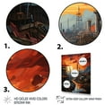 thumbnail image 3 of Designart "Oil Odyssey Orange Oil Rigs" Cityscapes Floater Framed Wall Art Print, 3 of 7