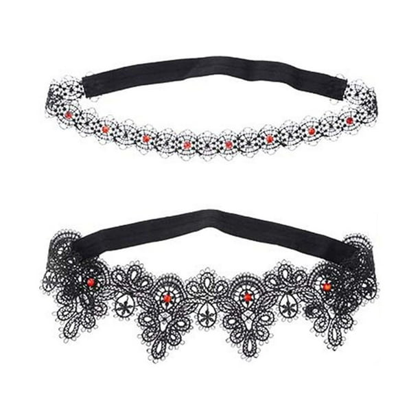 2 ligas de boda hechas a mano con pedrería, elásticas para la pierna, ideales para cosplay. Negro