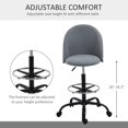 thumbnail image 4 of Vinsetto Chaise de Bureau en Lin avec Hauteur Réglable et Anneau de Pied, Roues Pivotantes, Gris, 4 of 10