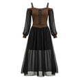 thumbnail image 2 of Plus Size Halloween Dress for Women Cold Shoulder Lace Up Long Sleeve Mesh Gown Costume Party, 2 of 8