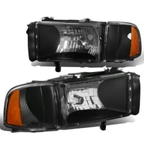 DNA Motoring HL-OH-DR944P-BK-AM For 1994 to 2002 Dodge Ram Truck 1500 2500 3500 Headlight Corner Lamp Black Housing Amber Side 95 96 97 98 99 00 01 Left   Right