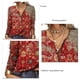 thumbnail image 4 of Blusa de manga larga con cuello en V y estampado floral para mujer, elegante blusa informal roja, XXL, 4 of 5