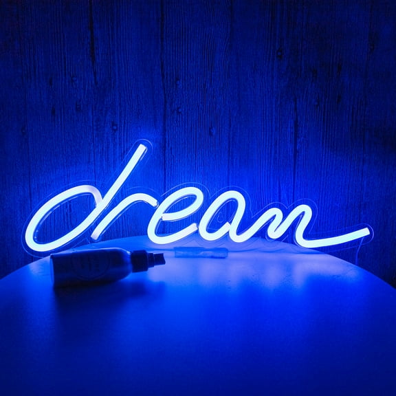 Rosnek 6.1'' x 17.7'' x 0.55'' LED Neon Light Sign with Motion - 'dream' (Blue)