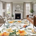 thumbnail image 2 of Spring Watercolor Area Rugs 5x7 ft Vintage Yellow Flowers and Birds Washable Rug Non Slip Indoor Carpet Absorbent Floor Mat for Living Room Bedroom Dining Room, 2 of 9