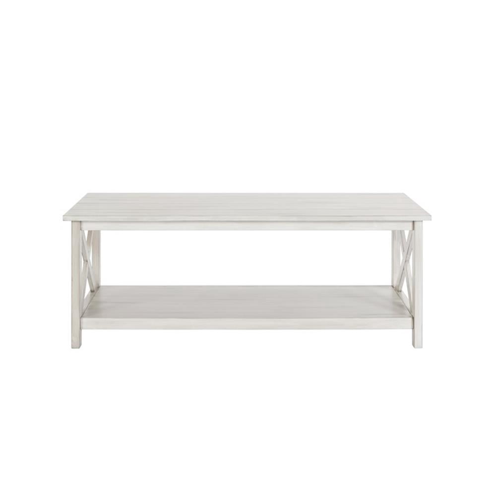 Boraam Jamestown Antique White Coffee Table with Decorative X Base