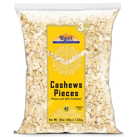 Rani Raw Cashews Halves and Pieces (uncooked, unsalted) 48oz (3lbs) 1.36kg Bulk ~ All Natural, No Preservatives | Vegan | NON-GMO | Kosher | Gluten Friendly