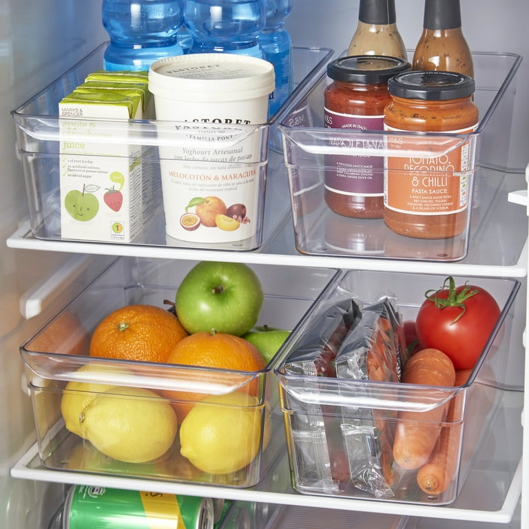 Zulay 4 Pack Clear Refrigerator Organizer Bins - Medium Fridge