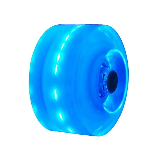 ziyahi Clignotant Lumière jusqu'à Quad Rouleau LED Roues de Skate Rondes Réduisant la Friction Shinny Double Rangée Accessoires de Patinage sur Roues pour Extérieur Bleu