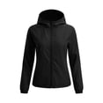 thumbnail image 3 of XUNKUSGA Womens Rain Jacket with Hood Classic Solid Color Sun Protection Full-Zip Hiking Jackets Lightweight Windbreaker Jacket Women with Elastic Cuffs,Black,S, 3 of 8