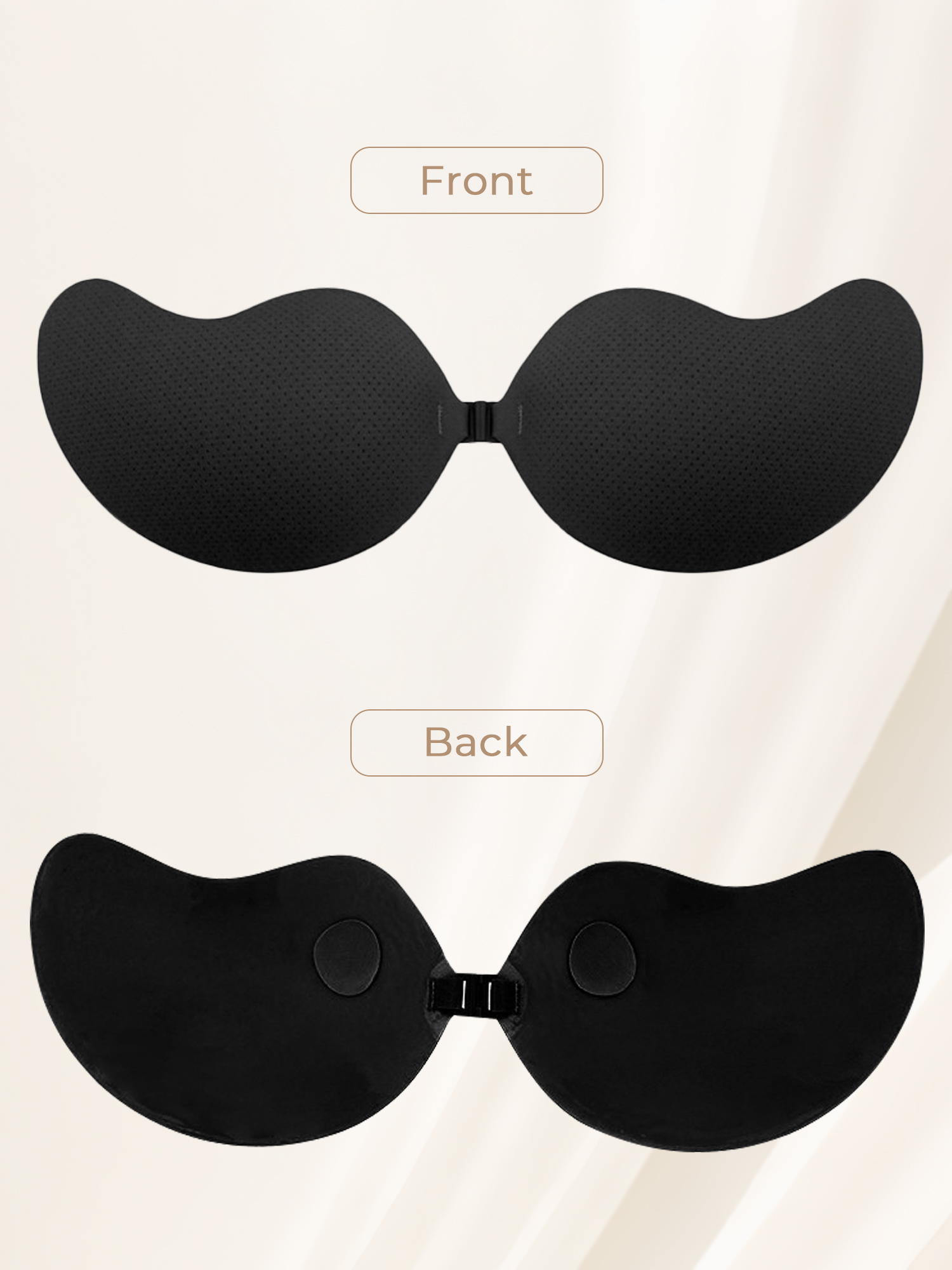 Unique Bargains Women's Reusable Push-up Adhesive Bras for Backless Dress M Black