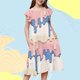 thumbnail image 1 of WILLBEST Vestidos de Verano 2025 para Niñas Adolescentes, Vestidos de Fiesta con Estampados de Mangas Abullonadas para Niñas, Vestidos de Fiesta de Baile para Niñas 130, 1 of 3