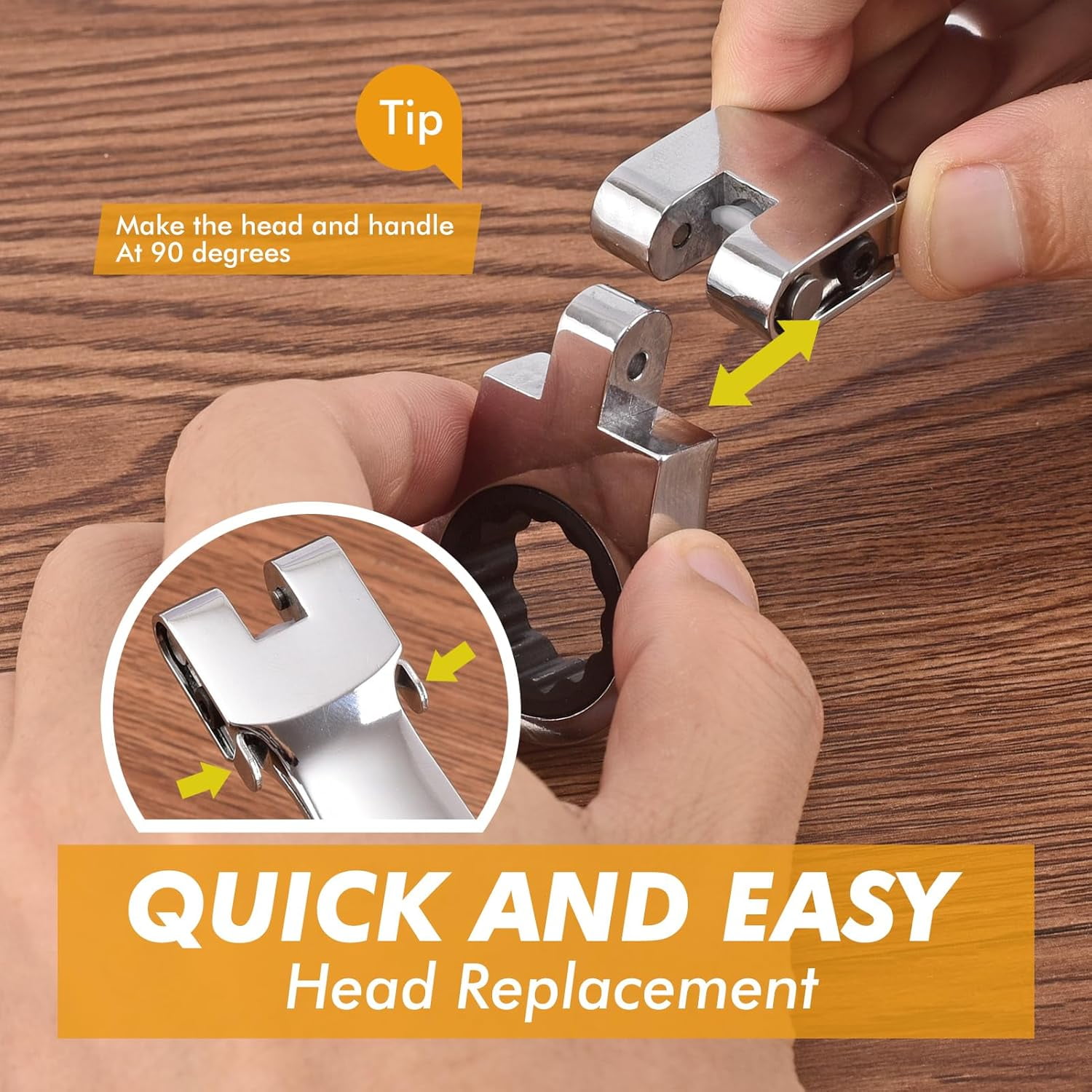 Flex Head Ratcheting Wrench Set, 8-19mm Ratchet Wrench Set with Interchangeable Heads for Mechanic Repair