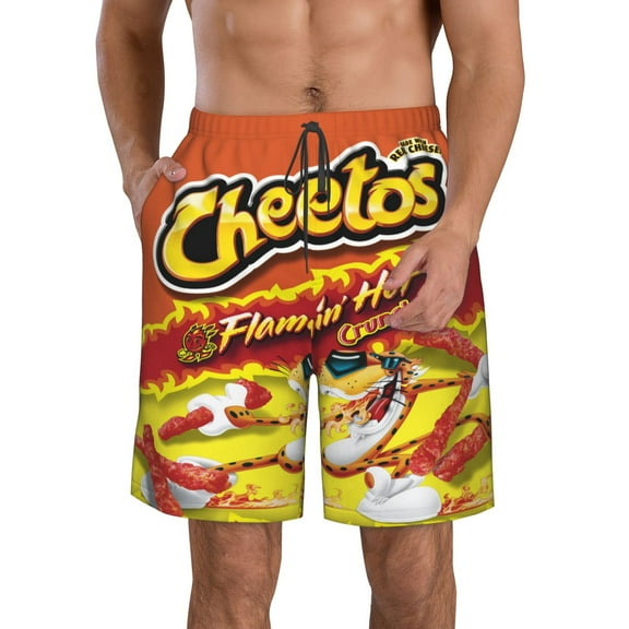 Cheetos Vintage Mens Beach Shorts Funny Elastic Waist Quick Dry Swim Trunks S
