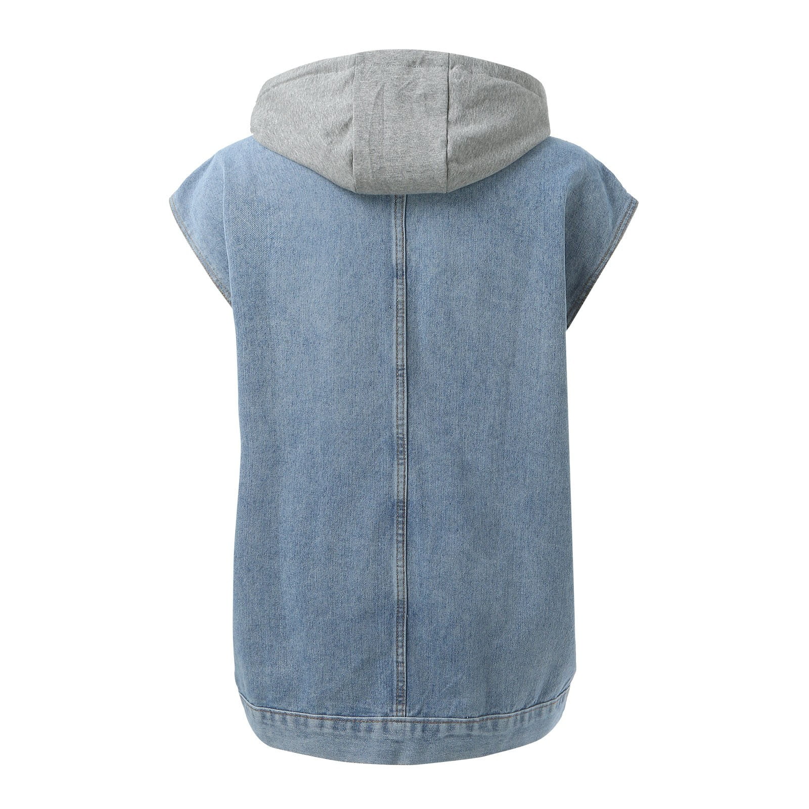 Women Lapel Loose Blouse Fashion Loose Denim Waist Coat Sleeveless Vest Button Hooded Detachable Coat Running Vest Half Jackets for Women Holiday Vests for Women down Vests Women plus Size Winter