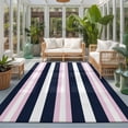 thumbnail image 2 of Large Area Rugs 5'x8', Pink Navy Blue Striped Carpet Runner Indoor Outdoor Rugs Home Decor Aesthetic, Minimalist Abstract Lines Artwork Non Slip Mats Washable Accent Rug for Living Room Bedroom, 2 of 8