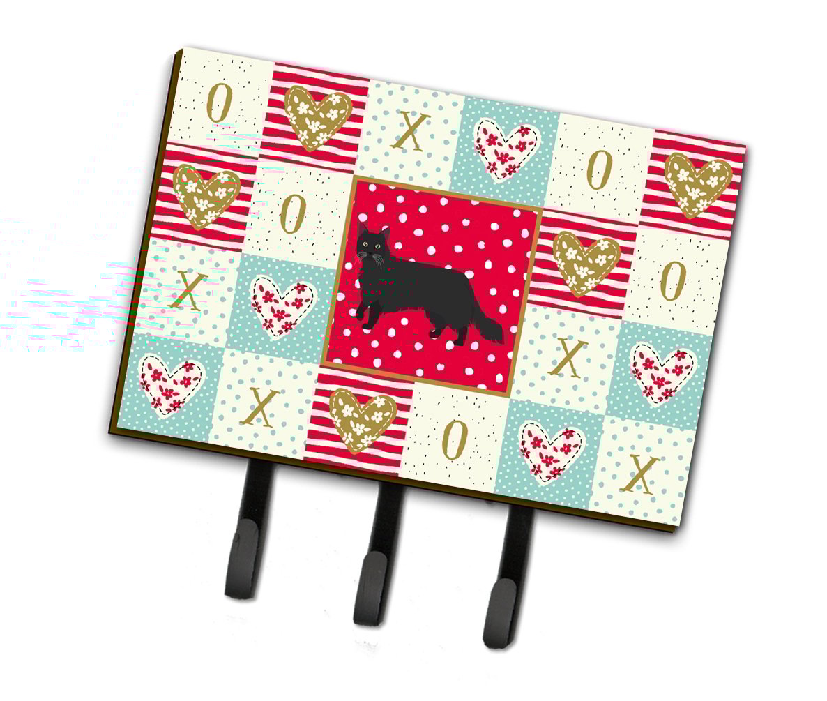 Carolines Treasures CK5575TH68 Black Chantilly Tiffany Cat Love Leash or Key Holder, Red, Triple, multicolor