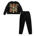 thumbnail image 3 of DISNIMO Skull Print Womens Pajama Sets Long Sleeve Sleepwear Matching Long Pants 2 Piece Pjs Set Round Neck Lounge Set Nightwear with Pocket, S, 3 of 7
