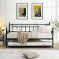 thumbnail image 2 of PORKISS Daybed with Trundle Bed, Twin Bed Frame, Metal Sofa Bed with Strong Supports for Living Room, Bedroom, and Guest Room, Black#2, 2 of 10