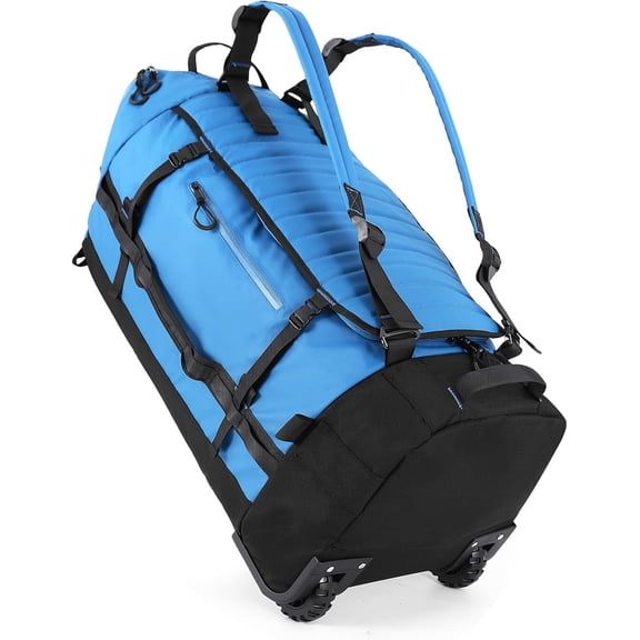 Rolling Duffle Bag with Wheels,86L 30”Carry on Luggage with Wheels,Folding Travel Bag,Duffle Backpack with Separate Shoe Compartment (Blue)