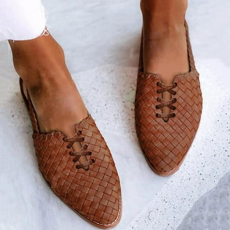 

TUTUnaumb Women s Sandals Size 7.5 Women s Shoes Flat Bottomed Pointed Woven Sandals Pointed Flat Shoes Crossed Frenulum Weave Casual Shoes Solid Color Comfortable Sandals Shoes-Brown 40