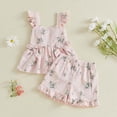 thumbnail image 2 of CAUYDY Baby Girl Toddler Summer Outfit Short Sleeve T-shirt Elastic Waist Shorts 2 Pcs Set Summer Pajamas For 18-24 Months 2t 3t 4t 5t 6t 7t Summer Pjs Kids (Sizes 3-4 Years,F02-Pink), 2 of 9