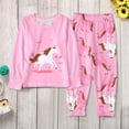 thumbnail image 5 of shqvo Toddler Girl Boy Christmas Outfit Cute White Horse Printed Print Cewneck Sweatshirt Tops Long Pants 2Pcs Casual Soft Girls Fall Clothes Fall Outfit Pajamas Sleepwear, 5 of 5
