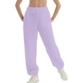 thumbnail image 5 of Efsteb Fleece Joggers for Women Comfy Warm Fleece Pajama Long Pants Drawstring Elastic Waist Wide Leg Bottoms Joggers Sweatpants (Purple,S), 5 of 6