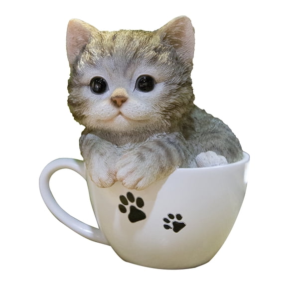 Hi-Line Gift Ltd Pet Pals-Teacup Kitten Grey Tabby