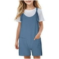 thumbnail image 2 of Sopiago Girls Summer Rompers Cute Clothes for Girls Dressy Jumpsuit Kids Shorts Junior Beach Vacation Essentials Outfits 2025 Dark Blue,5-6 Years, 2 of 5