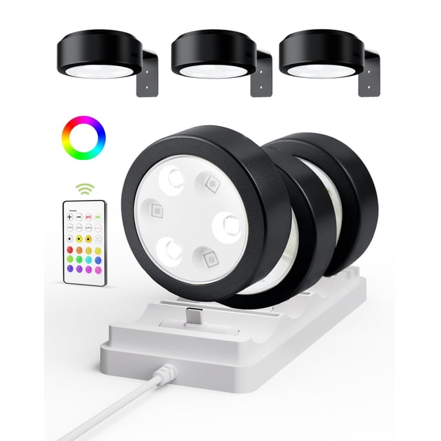 EZVALO Picture Lights for Wall, Rechargeable Battery Magnetic Poster Lights with 3 Color Temps & 12 RGB, Remote Dimmable Timer Li