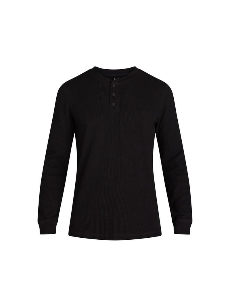 men's Thermal Henley Shirt - Long Sleeve Waffle Knit - Walmart.com