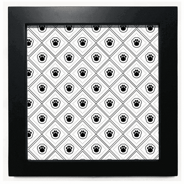 Carré Noir Patte Impression Protéger Animal Animal Amant Noir Carré Cadre Photo Mur Table