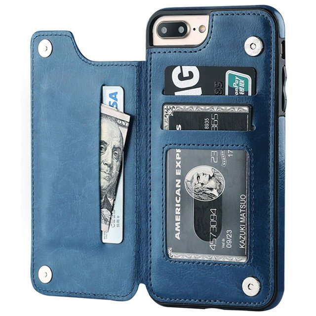 Funda Retro de cuero con tarjetero para iPhone, carcasa con tapa para 14, 13, 12, 11 Pro Max, Mini billetera, XR, X, XS Max, 8, 7, 6S, 6 Plus, 5S, SE3, 2022, 2020 Fivean unisex