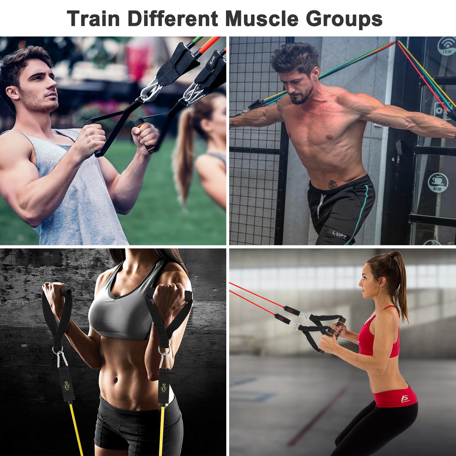 11pcs Resistance Bands, Exercise Bands, Workout Bands with Training Tubes, Handles, Ankle Straps, 5 Resistance Levels Fitness Bands for Physical Therapy, Yoga, Pilates