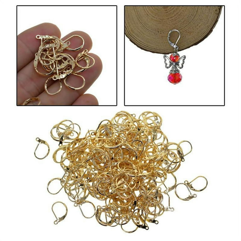 200Pcs Lever Back Earring Hooks, Metal Dangle Charms French Pendants  Hanging Hook Ear Wire Clip for DIY Rhinestone Crafts Jewelry 