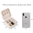 thumbnail image 5 of Mini joyero de viaje portátil blanco, organizador de anillos de joyería de cuero (blanco) ER, 5 of 5