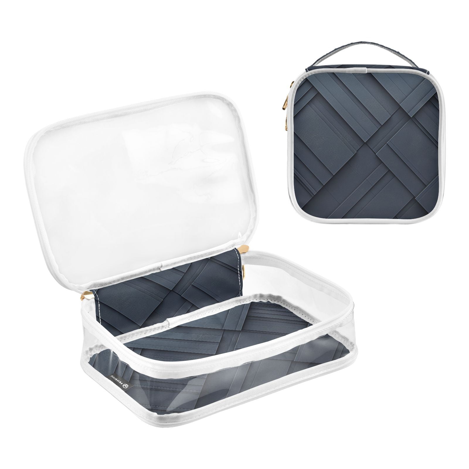 Clear Makeup Bags with Handle Large Opening 2 Pack Set Toiletry Bag Quart Size Bag, for Women Man Traveling Travel Essentials, Toiletries and Other. Dark Black Pattern