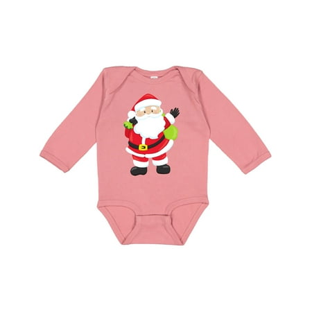 

Inktastic Santa Claus Smiling Santa Santa With Gift Bag Gift Baby Boy or Baby Girl Long Sleeve Bodysuit