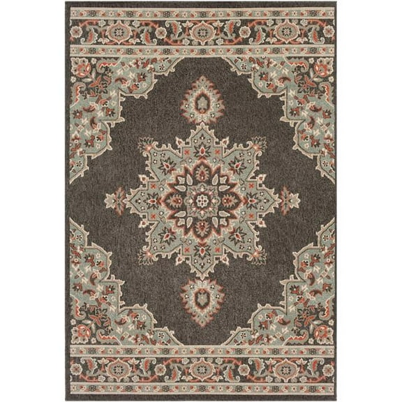Livabliss Alfresco Oriental Area Rug, Black ,5'3" x 7'7"